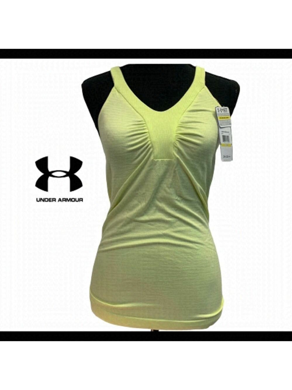 Under armour NWT yellow fitted compression tank top size medium
